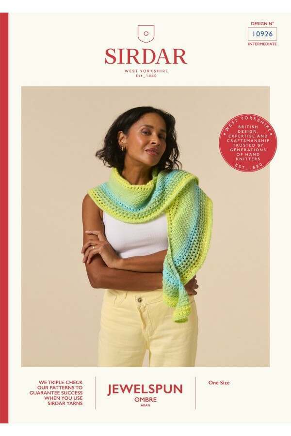 Sirdar 10926 Shawl in Jewelspun Ombre Aran Booklet