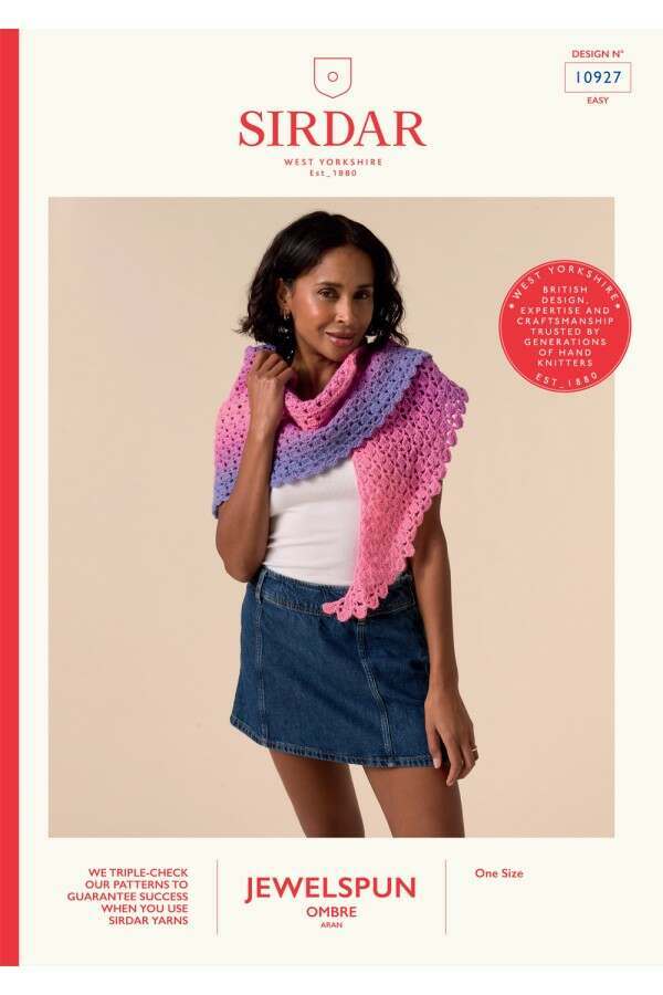 Sirdar 10927 Shawl in Jewelspun Ombre Aran Booklet