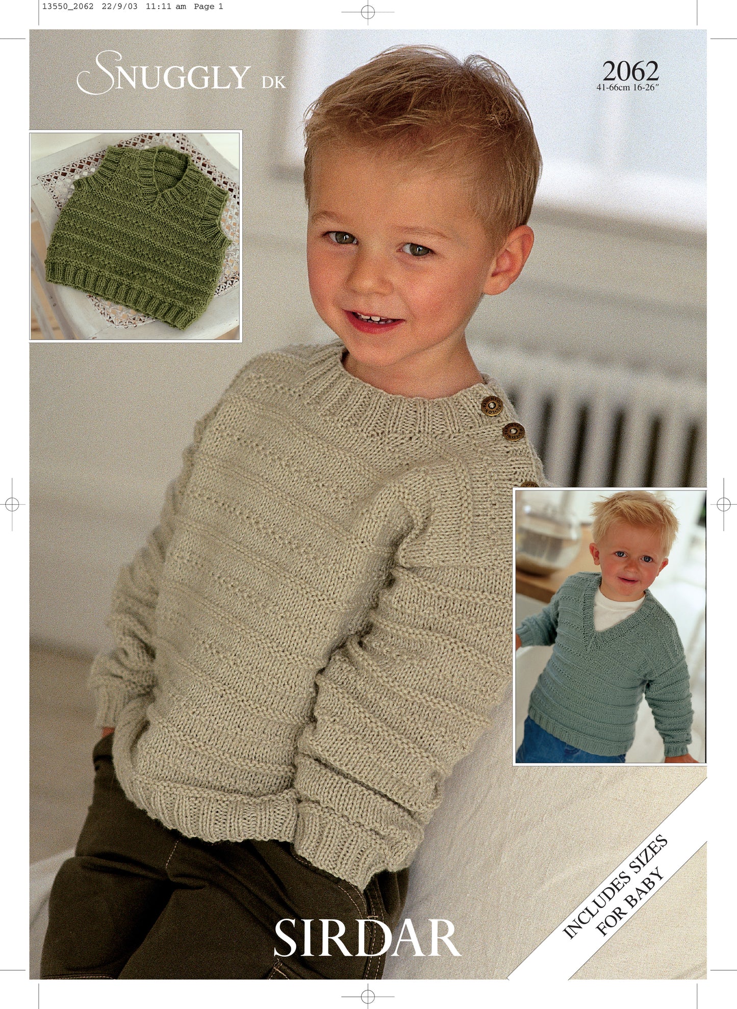 Sirdar Knitting Pattern DK Sweater or Slipover 0-3m -5-6 years 2062
