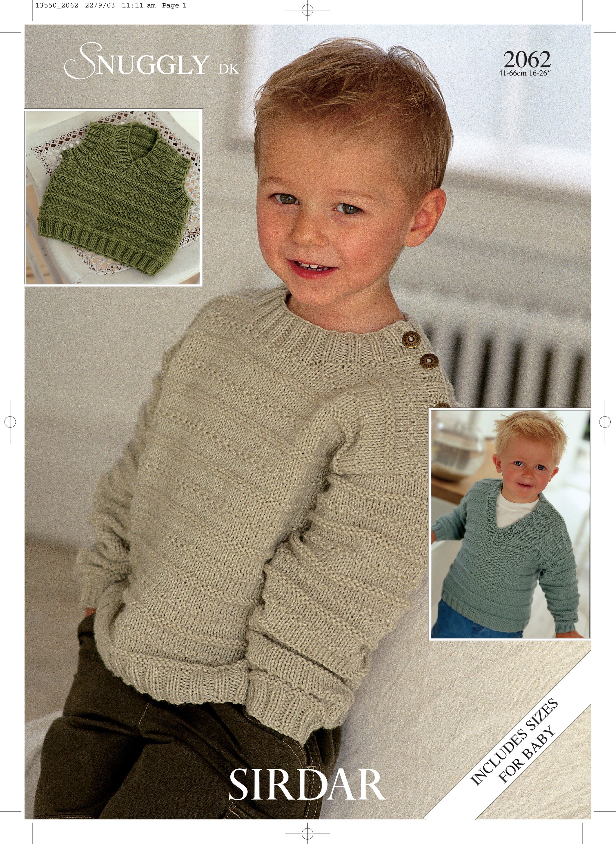 Sirdar Knitting Pattern DK Sweater or Slipover 0-3m -5-6 years 2062