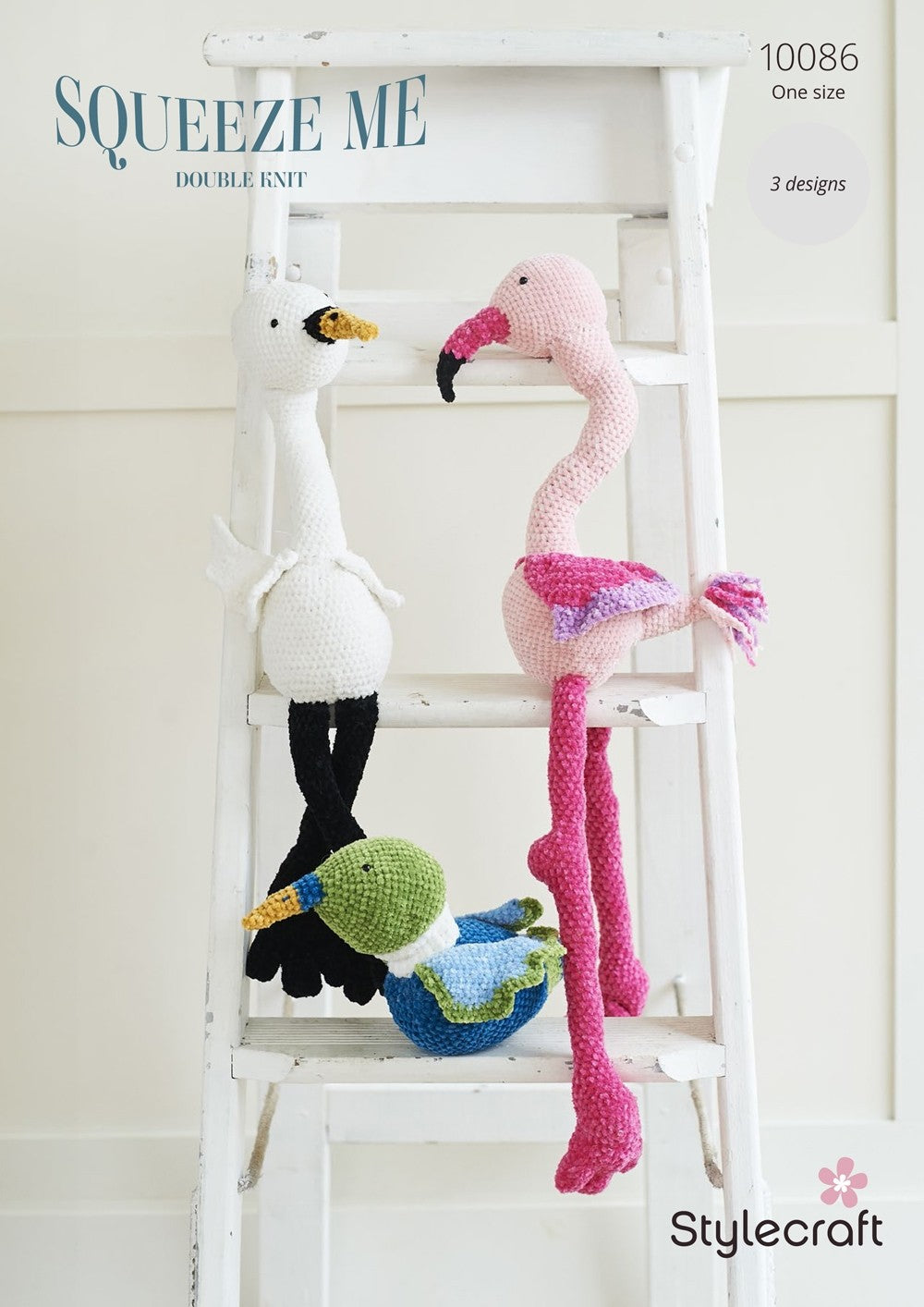 Stylecraft 10086 Flamingo, Swan and Duck in Squeeze Me DK leaflet
