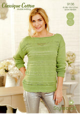 Stylecraft 9136 Classique Cotton DK Easy Sweater Or Top (Downloadable PDF)