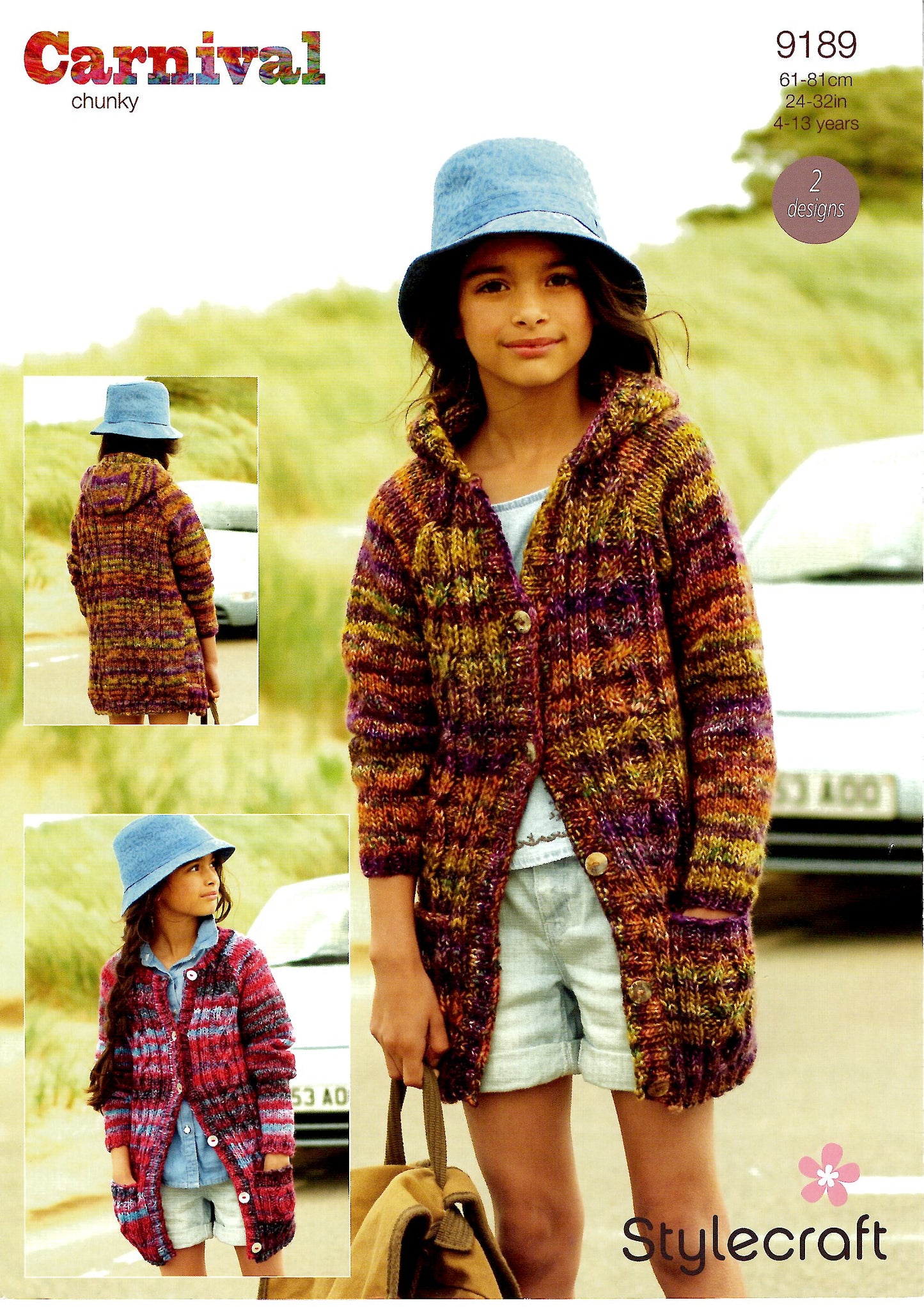 Stylecraft 9189 Carnival Chunky Children Jacket With Hood Or without Knitting Pattern Age 4-13y