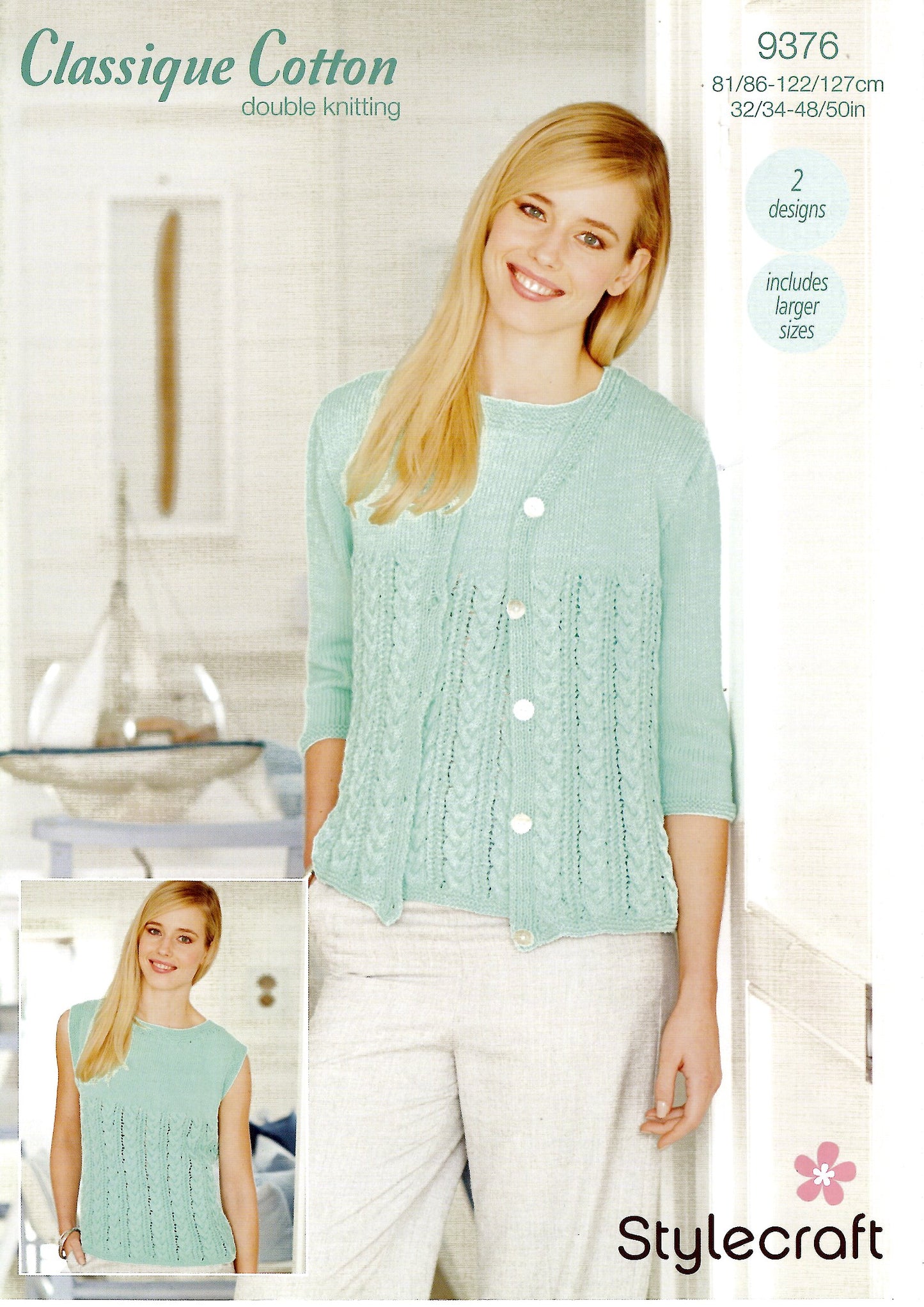 Stylecraft 9376 Classique Cotton DK Cardigan Or Vest (Downloadable PDF)