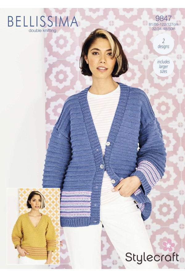 Stylecraft 9847 Cardigan and Sweater in Bellissima DK Leaflet