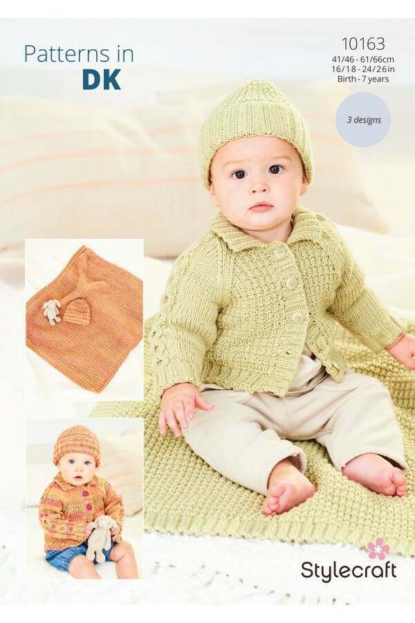 Stylecraft 10163 Cardigan, Hat and Blanket in Soft Baby Easy Stripes DK and Bambino DK Leaflet