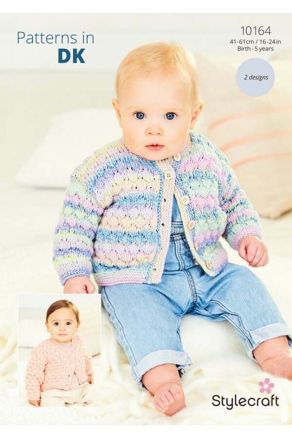 Stylecraft 10164 Cardigans in Soft Baby Easy Stripes DK and Bambino DK Leaflet