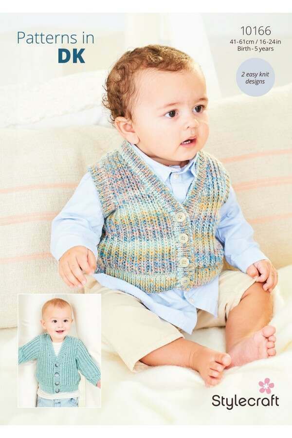 Stylecraft 10166 Cardigan and Waistcoat in Soft Baby Easy Stripes DK and Bambino DK Leaflet