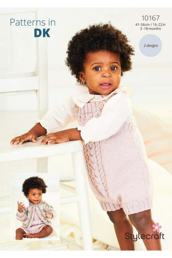 Stylecraft 10167 Dungarees and Cardigan in Soft Baby Easy Stripes DK and Bambino DK leaflet