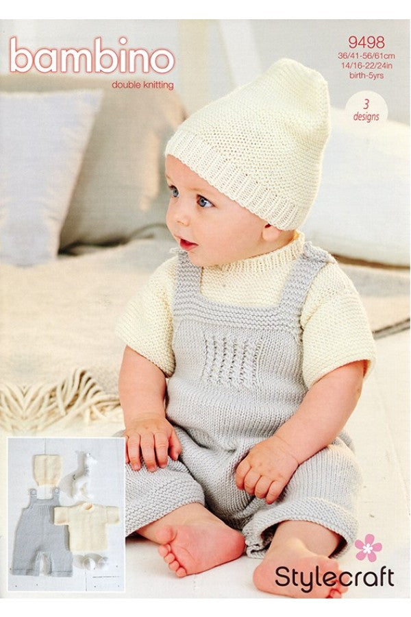 Stylecraft 9498 T-Shirt, Dungarees and Hat in Bambino DK Leaflet