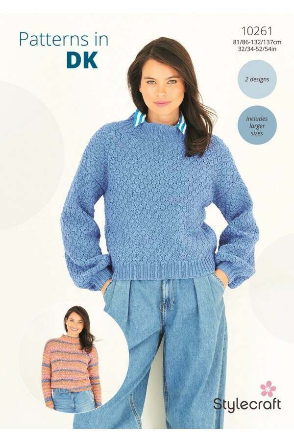 Stylecraft 10261 Sweaters in Recreate or Colour Burst DK Leaflet