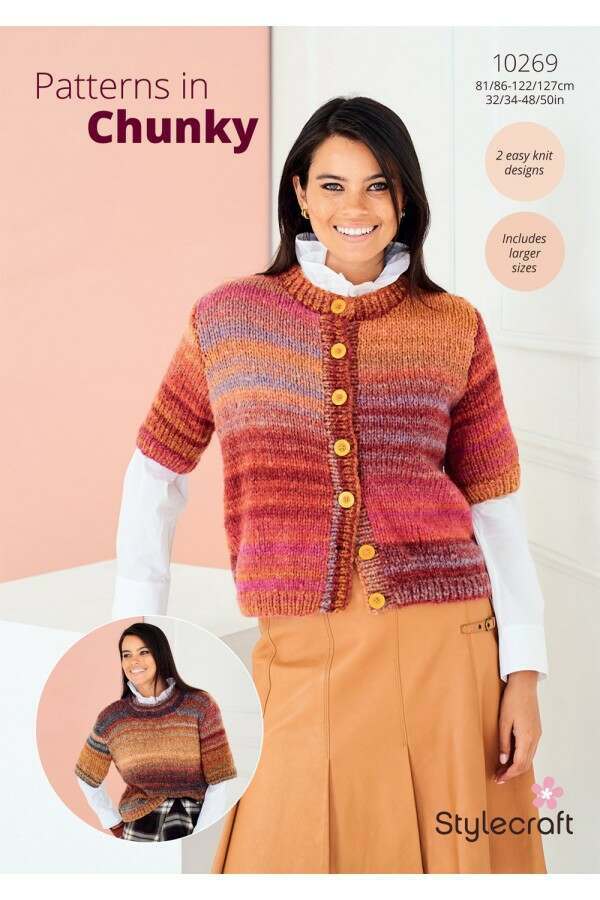 Stylecraft 10269 Sweater and Cardigan in Dream Cloud Chunky Leaflet