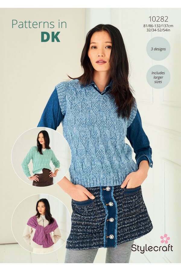 Stylecraft 10282 Sweater, Top and Scarf in Naturals - Pure Wool or Life DK Leaflet