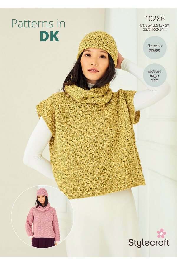 Stylecraft 10286 Crochet Sweater, Tank and Hat in Naturals - Pure Wool or Life DK Leaflet