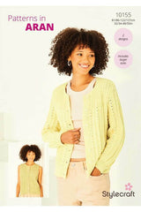 Stylecraft 10155 Cardigan and Waistcoat in Soft Pastels Aran Leaflet