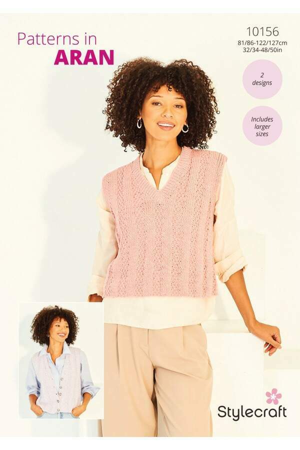 Stylecraft 10156 Tank and Waistcoat in Soft Pastels Aran Leaflet