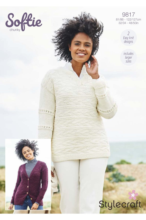 Stylecraft 9817 Sweater and Cardigan in Softie Leaflet
