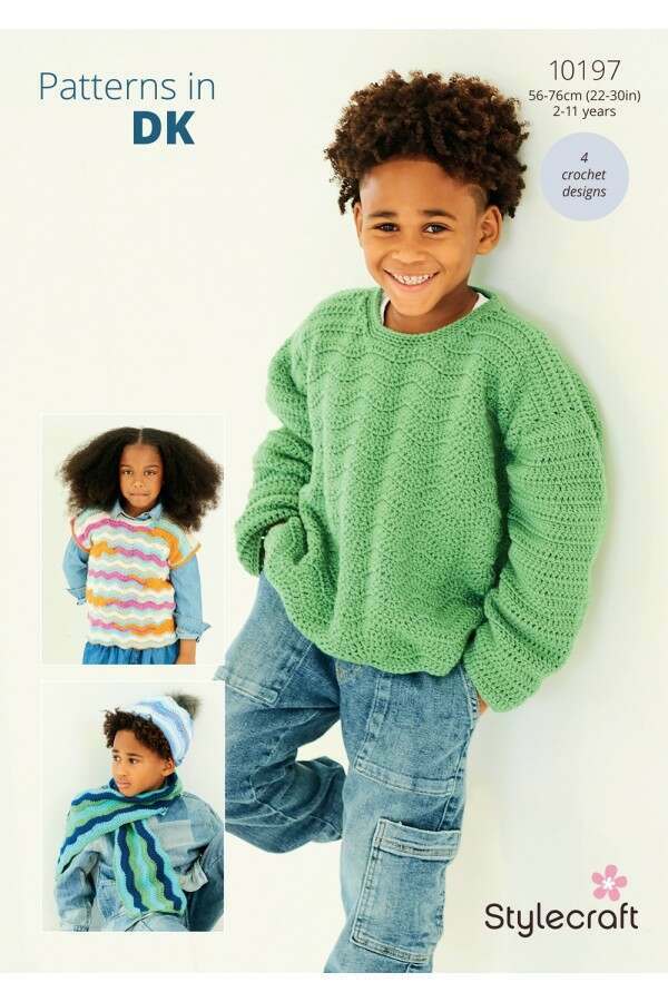Stylecraft 10197 Crochet Sweater, Tank, Hat and Scarf in Merry Go Round DK or Special DK Leaflet
