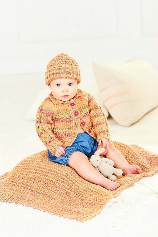 Stylecraft 10163 Cardigan, Hat and Blanket in Soft Baby Easy Stripes DK and Bambino DK Leaflet