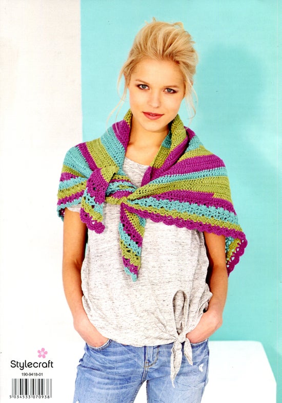 Stylecraft Crochet Pattern 9418 Shawl and Scarf in Special Candy Swirl