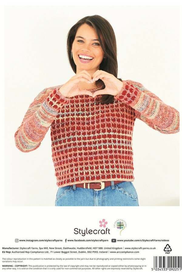 Stylecraft 10259 Crochet Sweaters in Recreate, Colour Burst DK or Special DK Leaflet