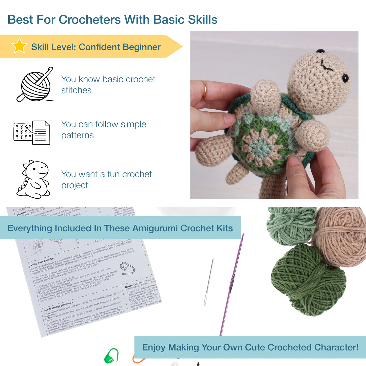 Tortoise Amigurumi Crochet Kit