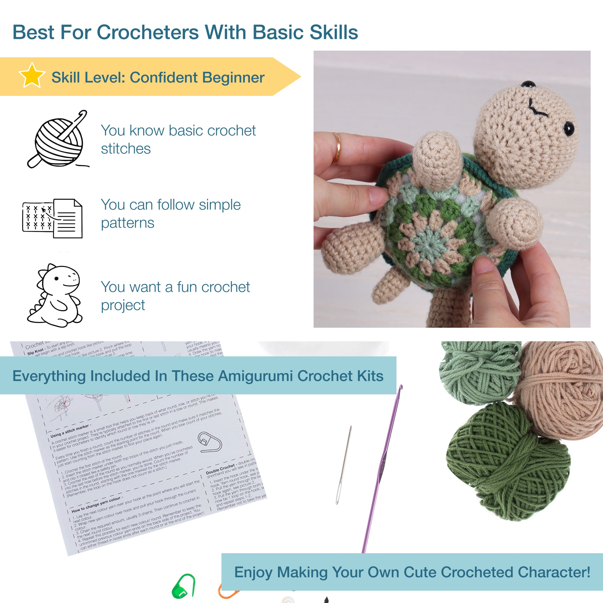 Tortoise Amigurumi Crochet Kit