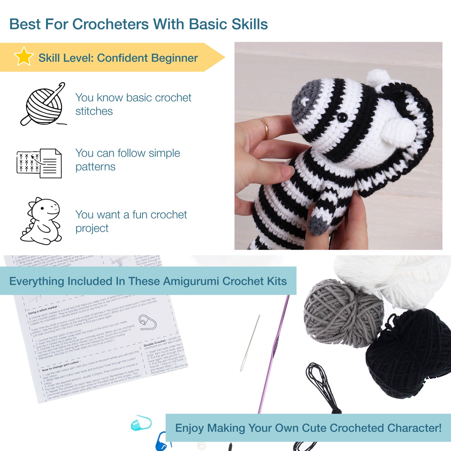 Zebra Amigurumi Crochet Kit