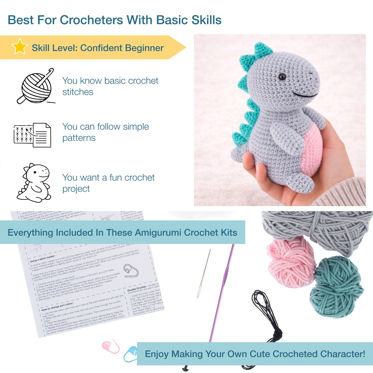 Dinosaur Amigurumi Crochet Kit