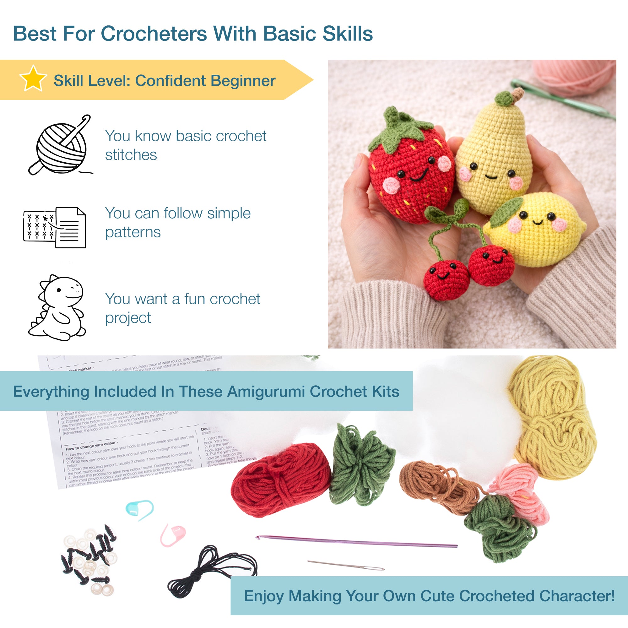 Fruits 4 Pieces  Amigurumi Crochet Kit