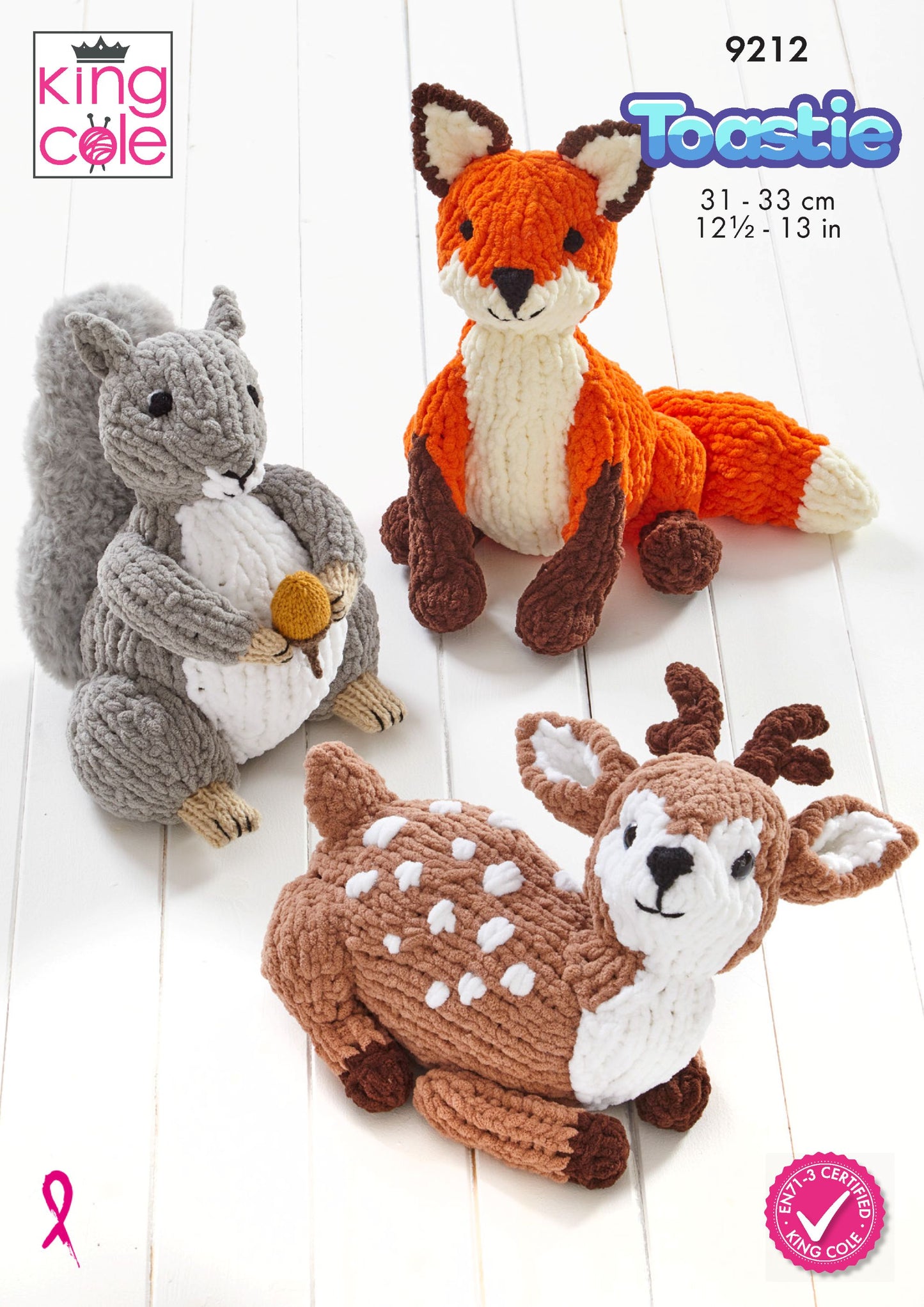 King Cole 9212 Woodland Wildlife in Toastie, Big Value DK 50g and Velveteen Leaflet