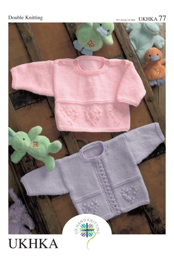UKHKA 77 Girls Sweater & Cardigan in DK Leaflet
