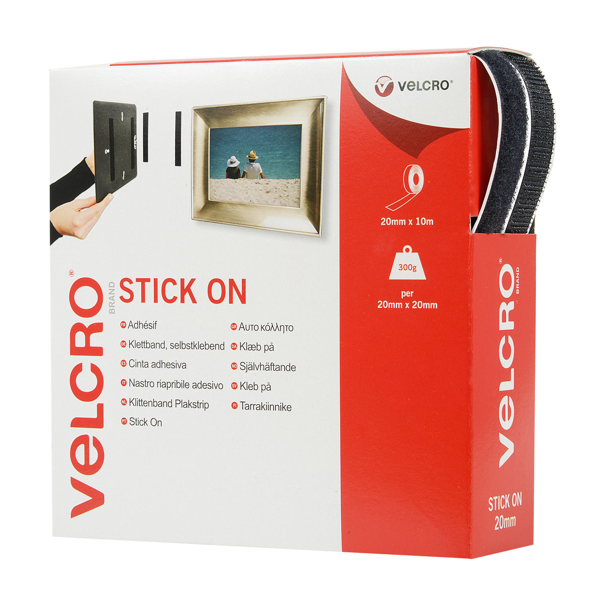 Velcro 20mm Milward Stick On Hook & Loop Tape 10 Metre Box Black
