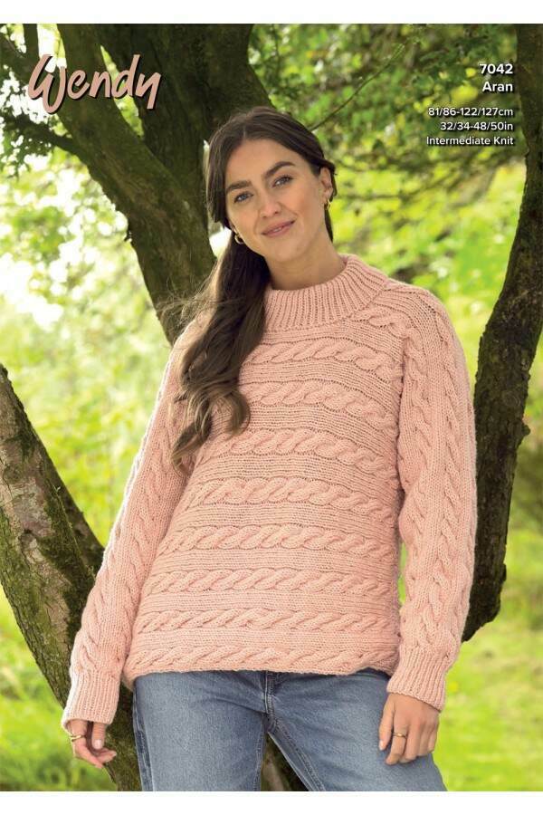 Wendy 7042 Sweater in Supreme Aran Leaflet