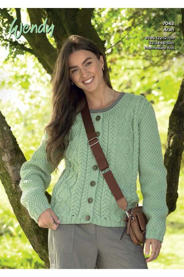 Wendy 7043 Cardigan in Supreme Aran Leaflet