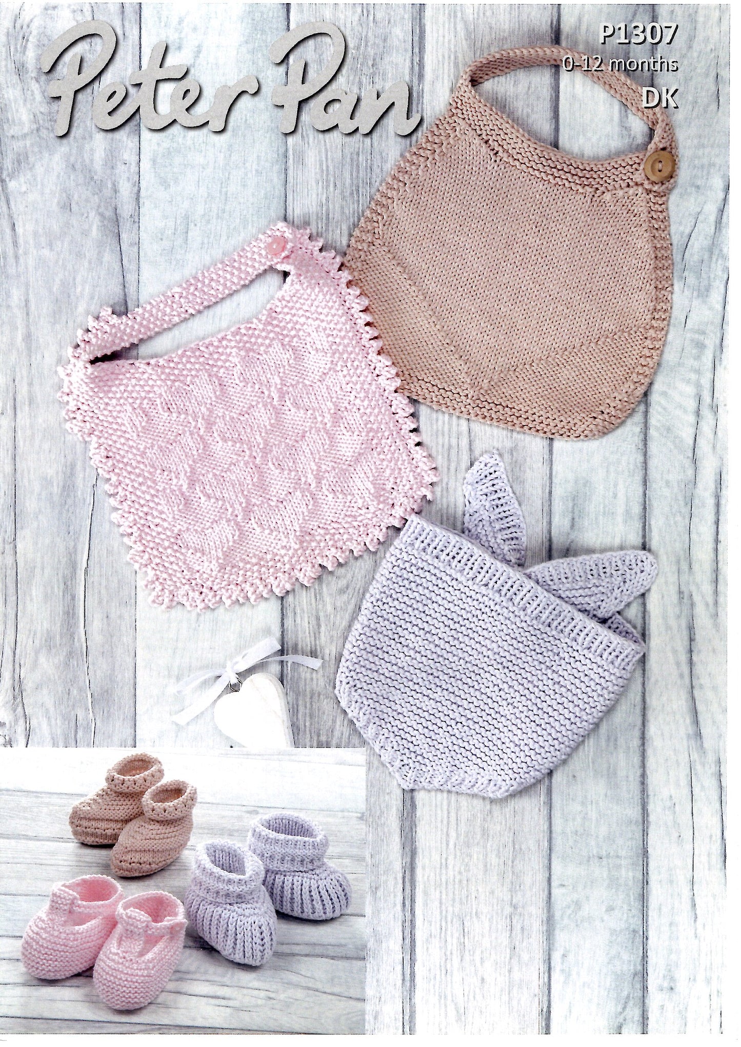 Wendy: Peter Pan DK P1307 Bibs And Bootees (Knitting Pattern)