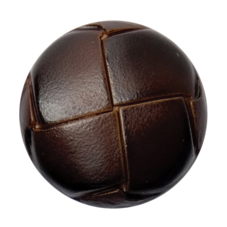 Round Imitation Leather Button 23mm Dark Brown