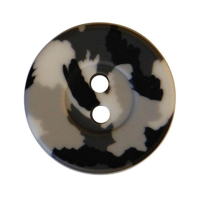 Round Rimmed Button 15mm Grey/Black/White