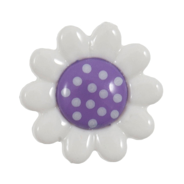 Polka Dot Daisy Button 14mm Purple