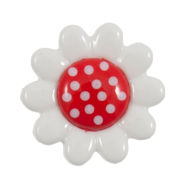 Polka Dot Daisy Button 14mm Red