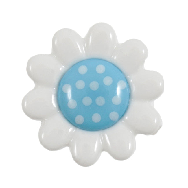 Polka Dot Daisy Button 14mm Light Blue