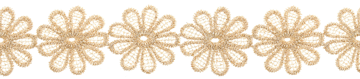 Trim Lace Guipure Flower 35mm Gold