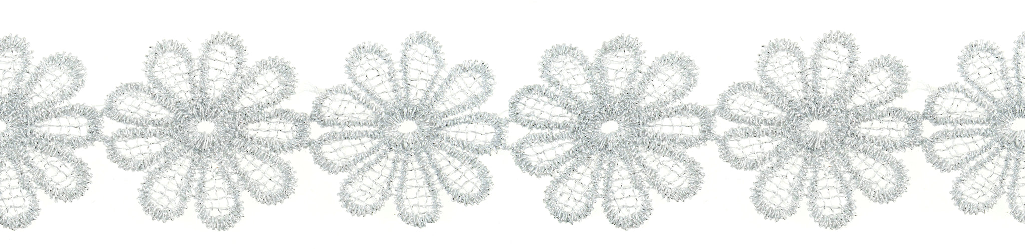 Trim Lace Guipure Flower 35mm Silver