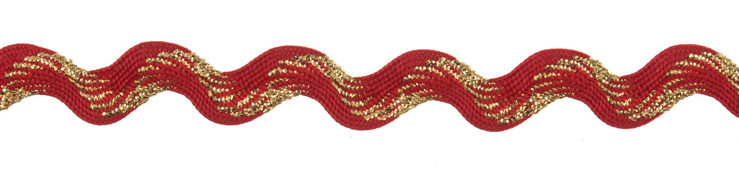 Ric Rac Metallic 10mm: Red and Gold