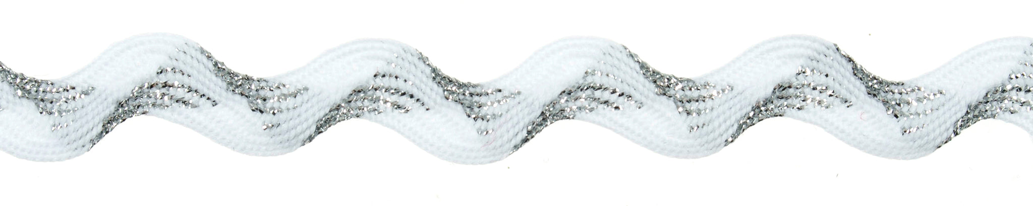 Ric Rac Metallic 10mm: White & Silver