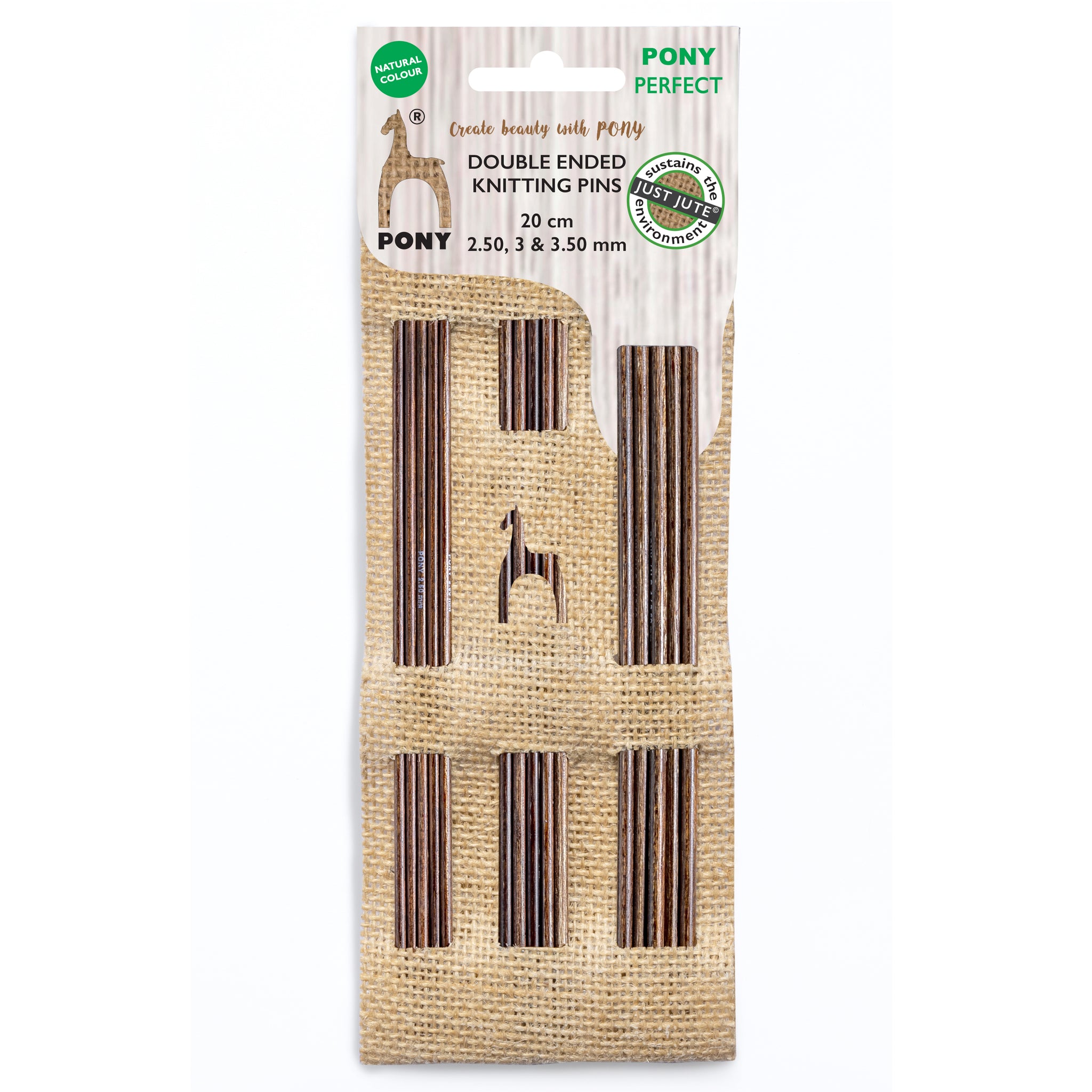 Knitting Pins: Double-Ended: Perfect: 3 Sets of 5 in Jute Case: 20cm x Assorted