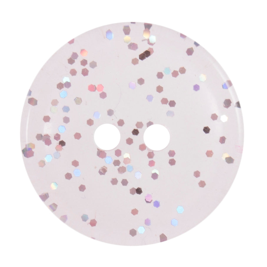 Transparent: Glitter: 2 Hole: 15mm: Light Pink