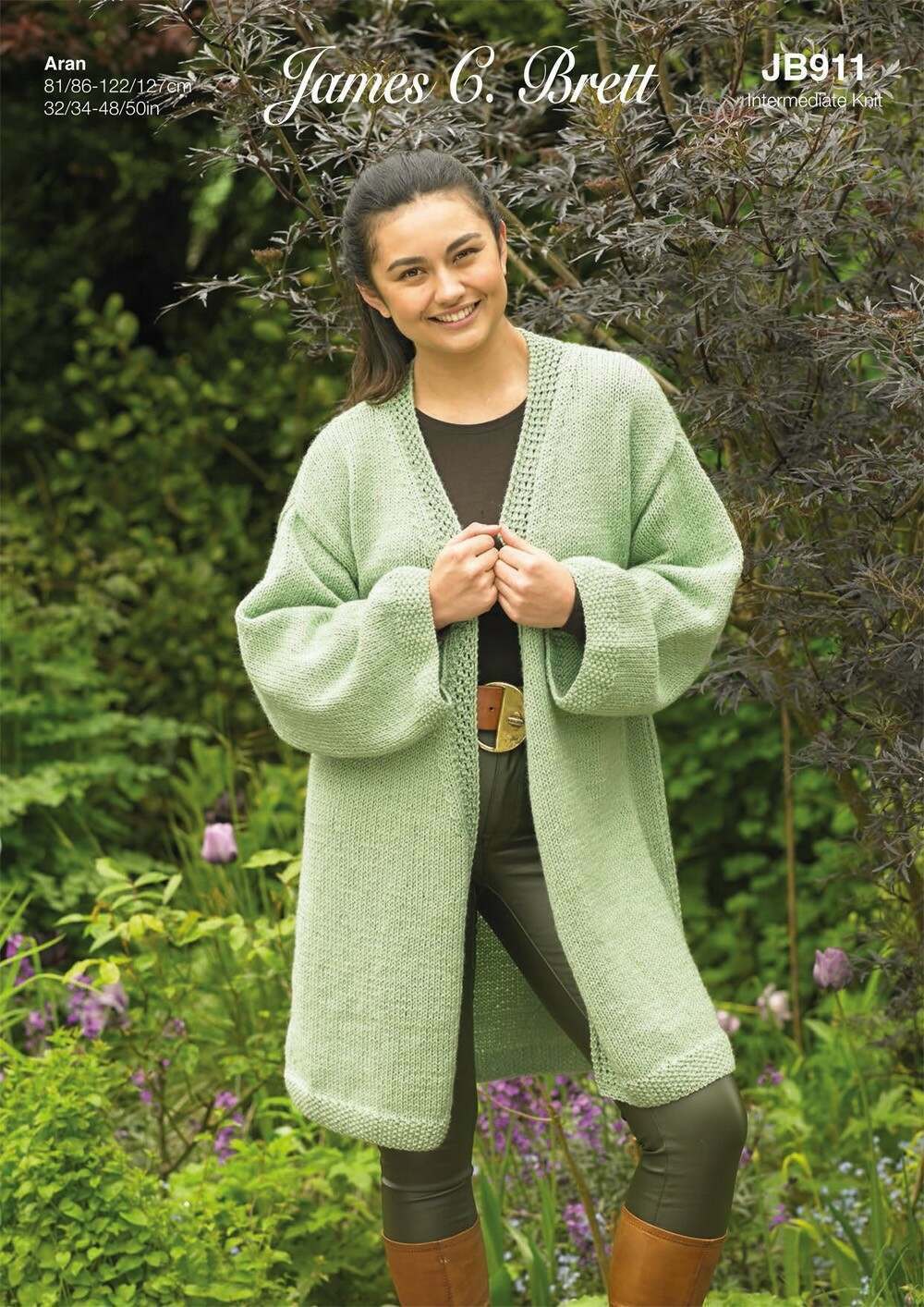 James C Brett JB911 Cardigan in Croftland Aran leaflet