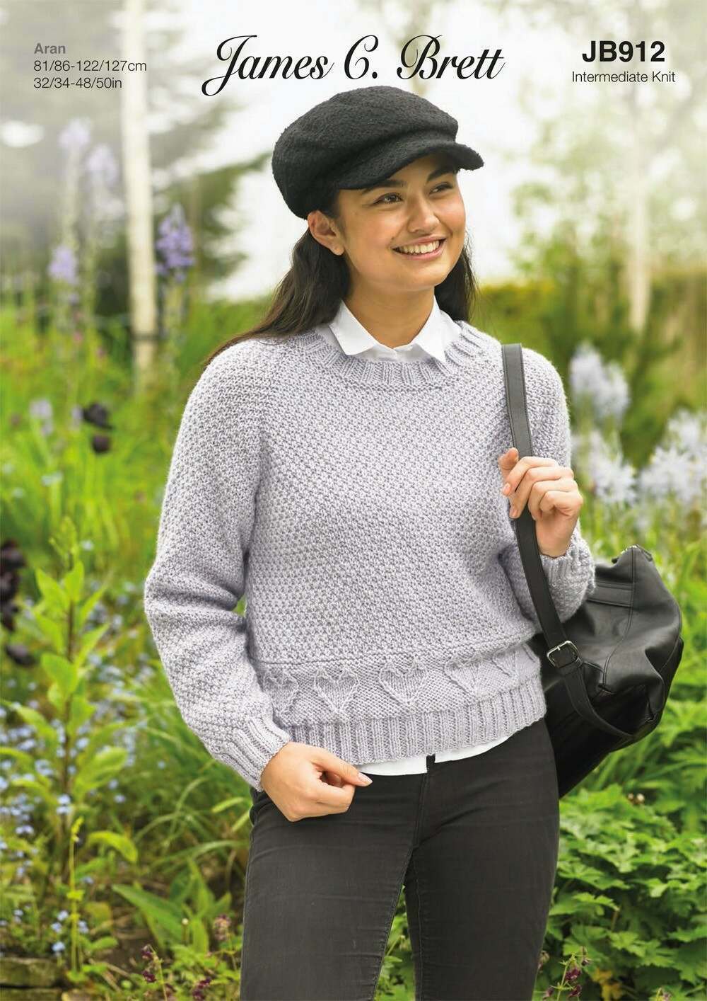 James C Brett JB912 Sweater in Croftland Aran leaflet