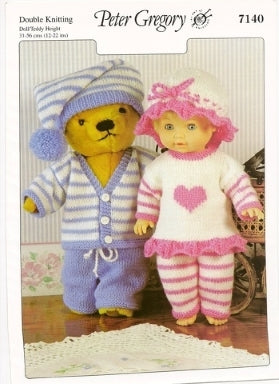 Knitting Teddy and Doll Clothes DK Pattern 7140